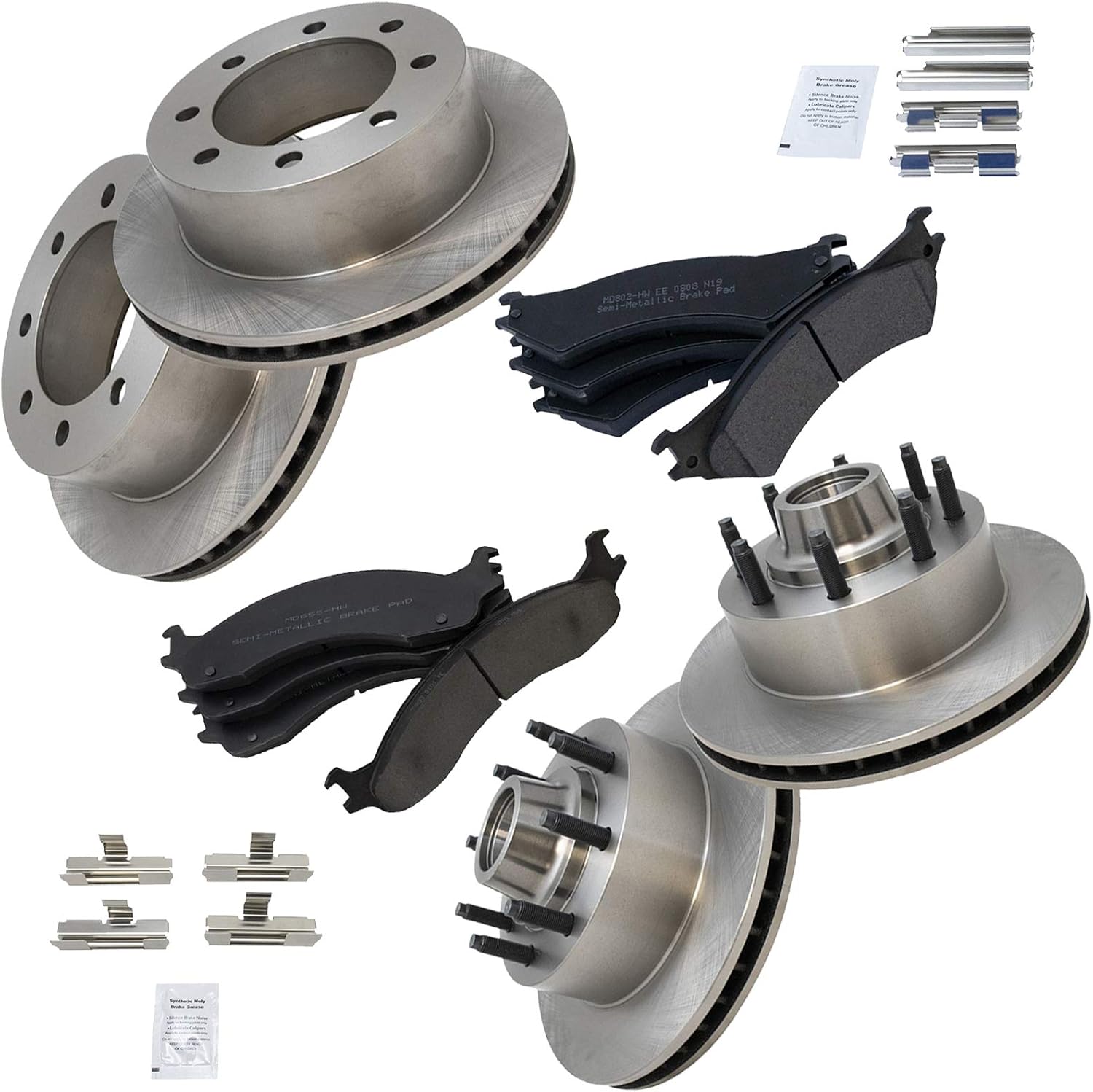 TRQ Front and Rear Brake Pad & Rotor Kit for Ford E-250 Vehicles