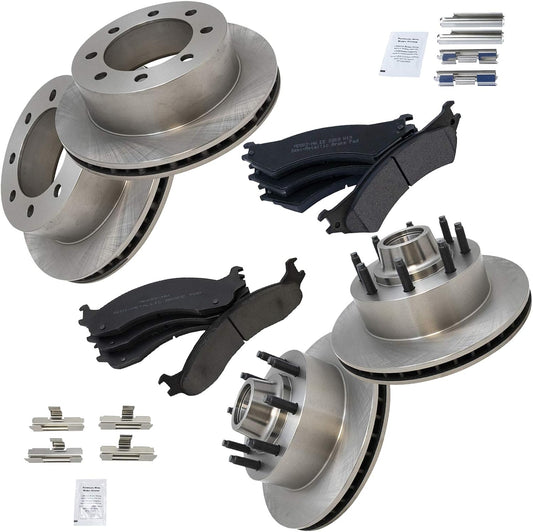 TRQ Front and Rear Brake Pad & Rotor Kit for Ford E-250 Vehicles
