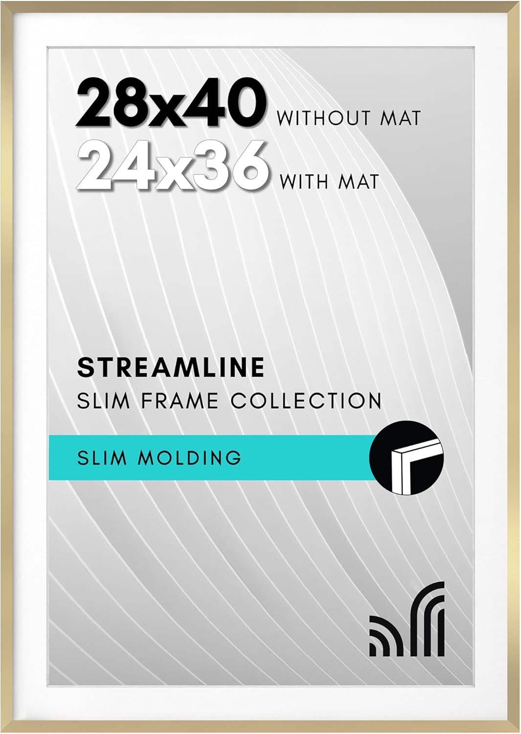 28x40 Gold Poster Frame - Stylish Display for Your Memories