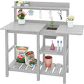 SERWALL Potting Bench Outdoor Potting Table with Sink - Weatherproof