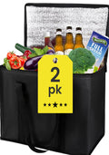 XL Insulated Grocery Bags 2-Pack | Hot/Cold | Collapsible Totes