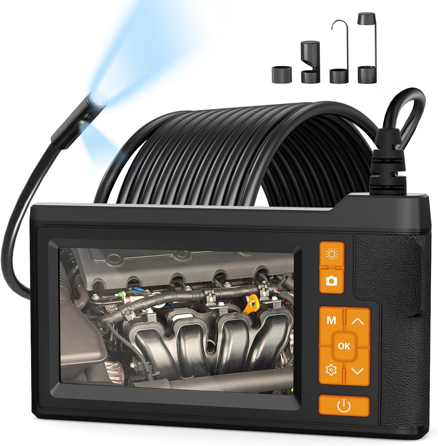 Endoscope Camera with Light for Pipe and Engine Inspection