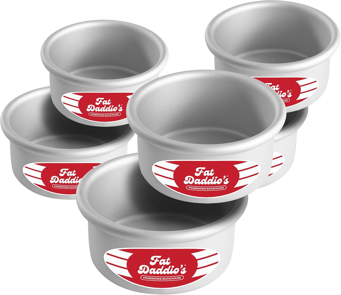 Fat Daddio's Anodized Aluminum Round Cake Pan Set of 6, 4 x 2 in
