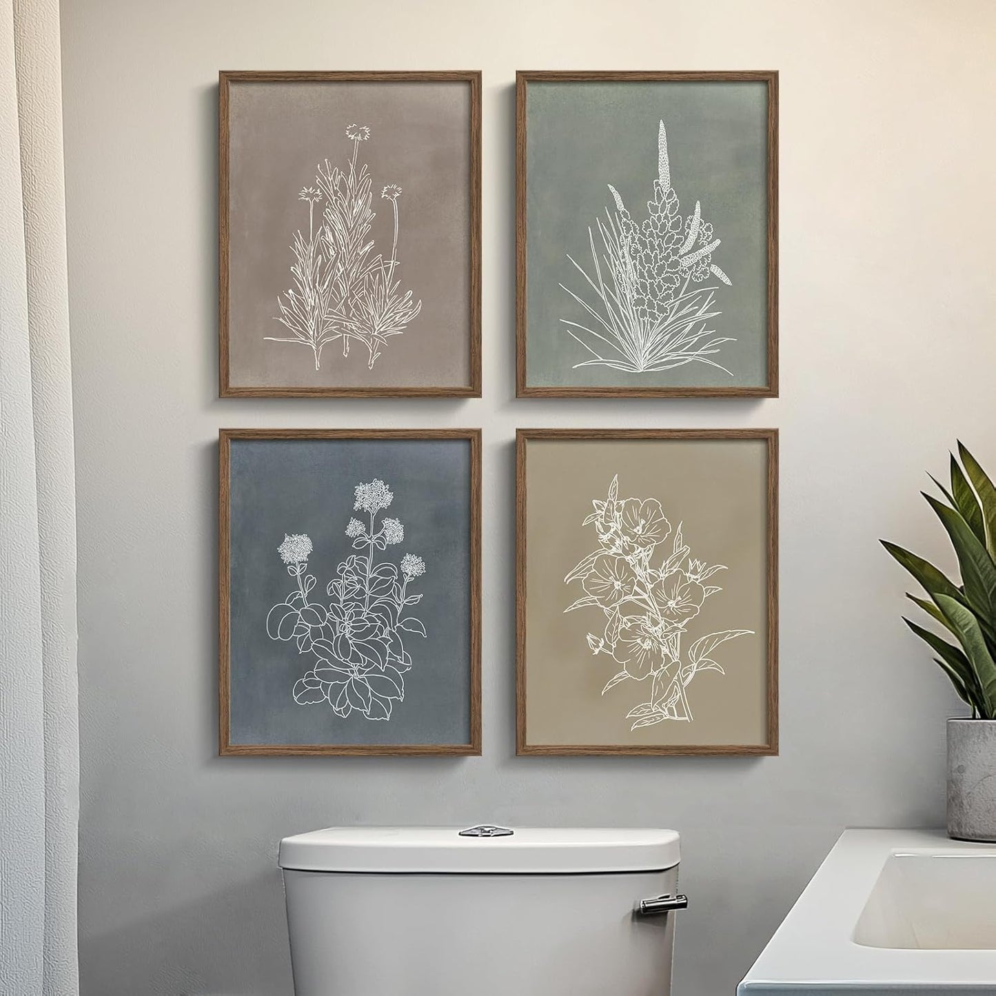 Boho Framed Botanical Wall Art for Rustic Home Decor
