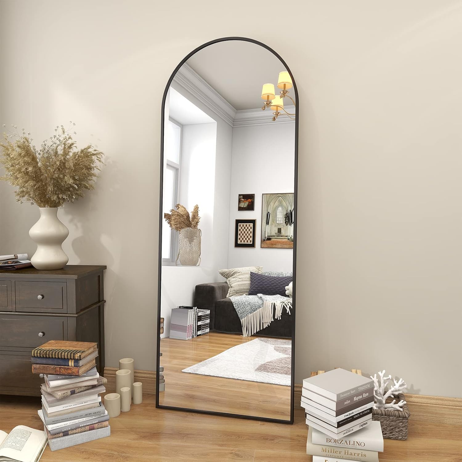 BEAUTYPEAK 64x21 Arch Floor Mirror - Full Length Arched Mirror