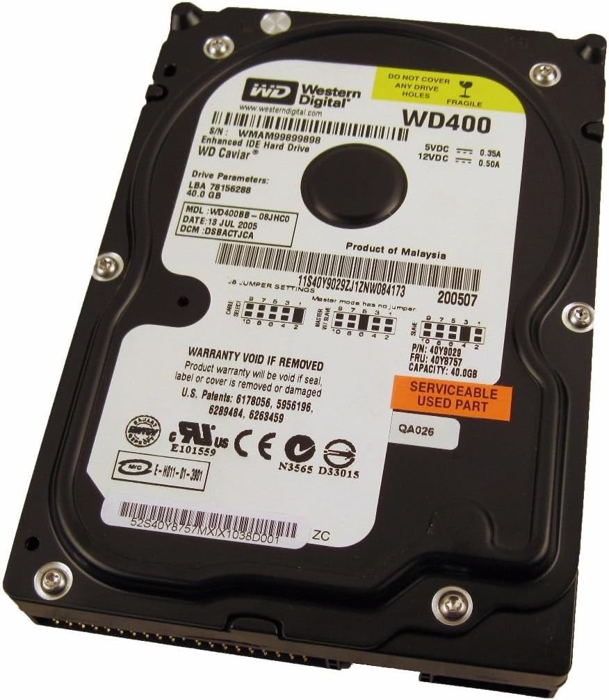 Western Digital 40GB 7200RPM IDE Hard Drive for Reliable Storage