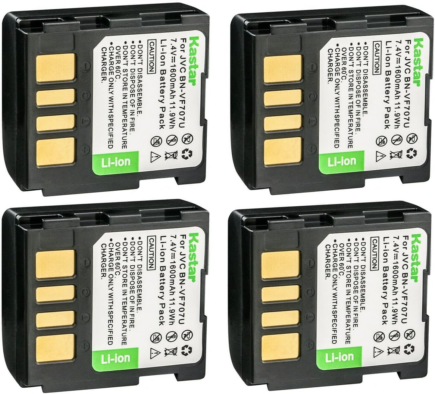 Kastar BN-VF707 Battery 4-Pack for JVC Cameras - High Capacity