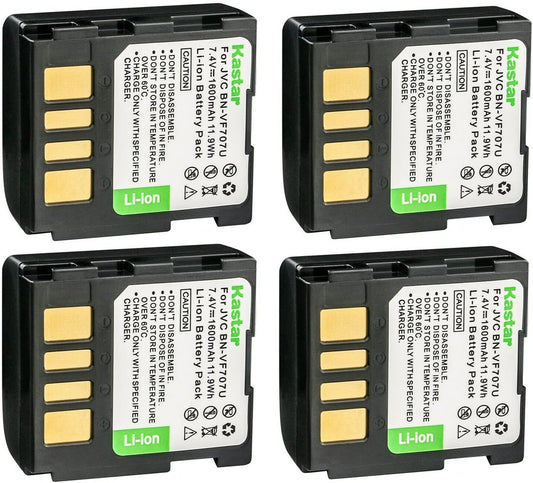 Kastar BN-VF707 Battery 4-Pack for JVC GZ-MG37 Series Cameras
