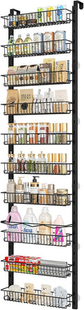 10-Tier Over the Door Pantry Organizer in Black - Adjustable Spice