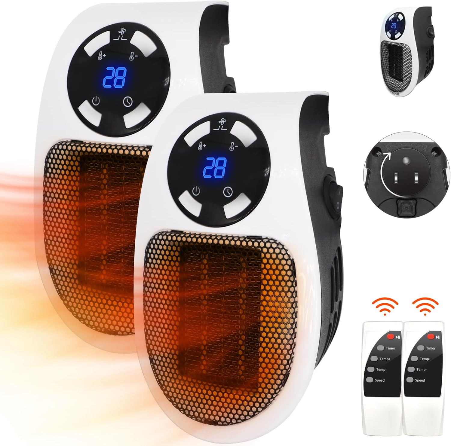 Portable Plug-In Space Heater with Timer & Thermostat