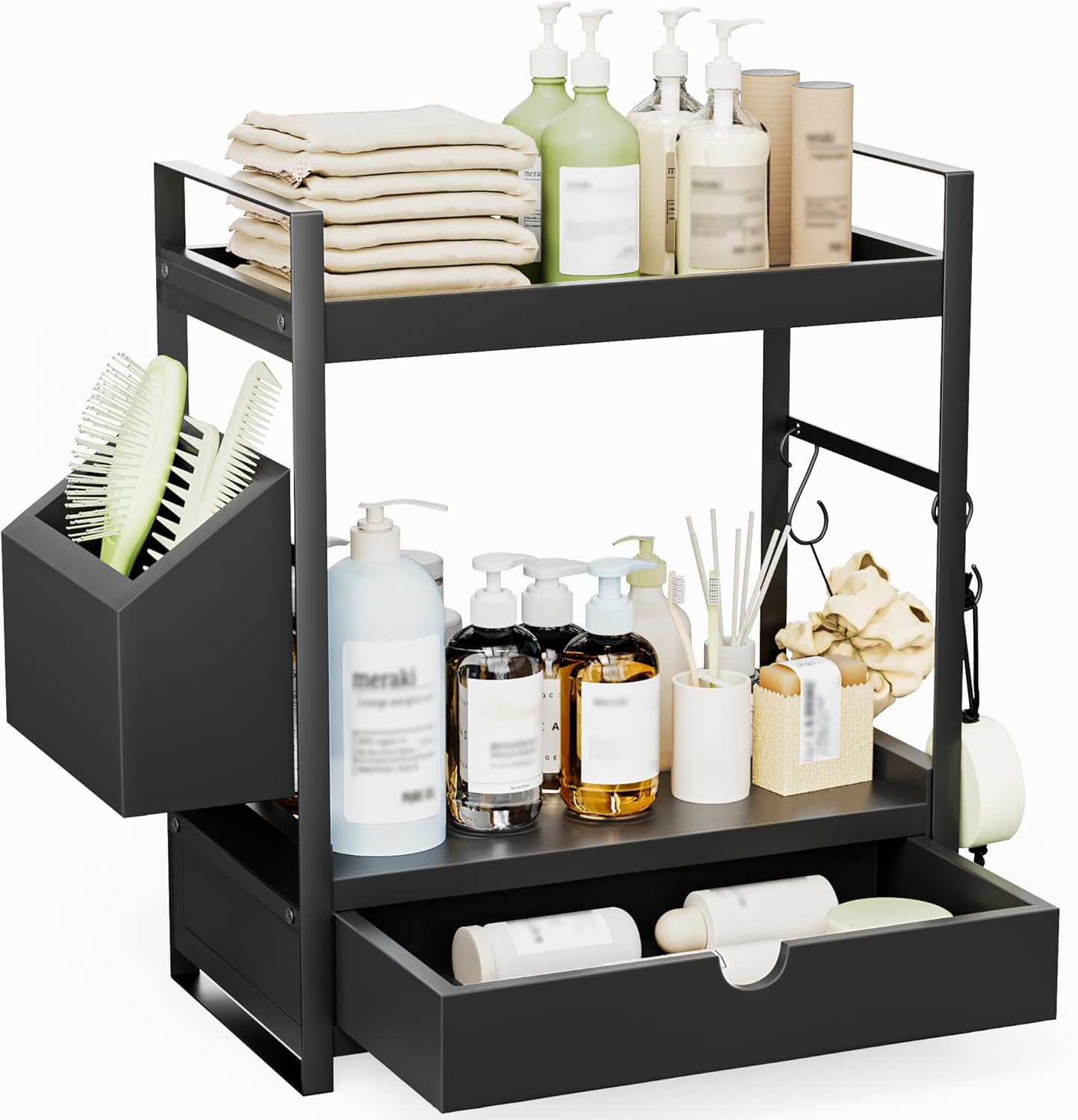 2-Tier Bathroom Counter Organizer with Drawer for Storage