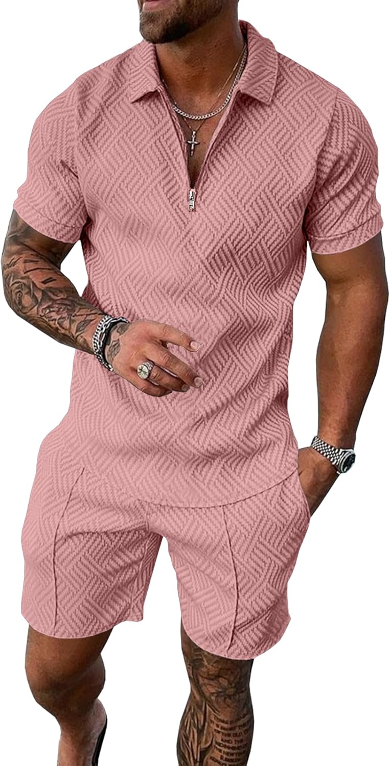 UOUA Mens Summer Track Suits 2 Piece Set for Stylish Comfort