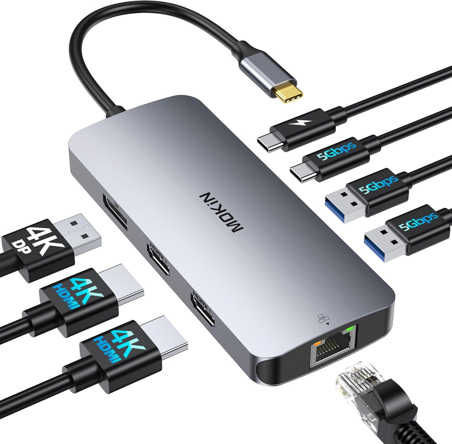 USB C Docking Station Dual HDMI for 3 Monitors and More