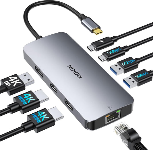 USB C Docking Station Dual HDMI for 3 Monitors and More
