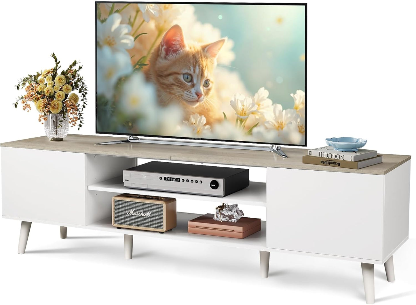 WLIVE Mid-Century Modern TV Stand for TVs up to 70 in