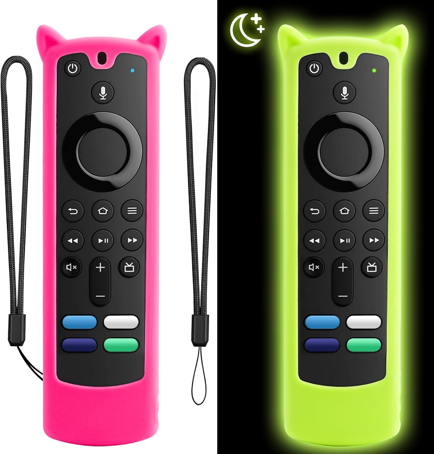 2-Pack Glow in The Dark Remote Covers for Firestick Alexa 4k/Max/Lite - With Wrist Strap