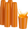 PartyPrints 100 Pack 16 oz Orange Reusable Plastic Cups - Durable