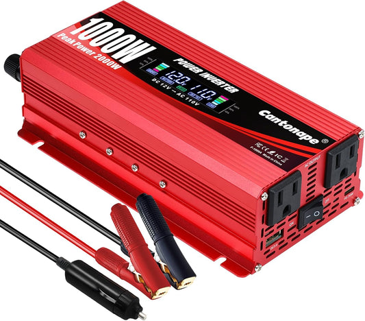 1000W Car Power Inverter with Dual AC Outlets and USB Charger