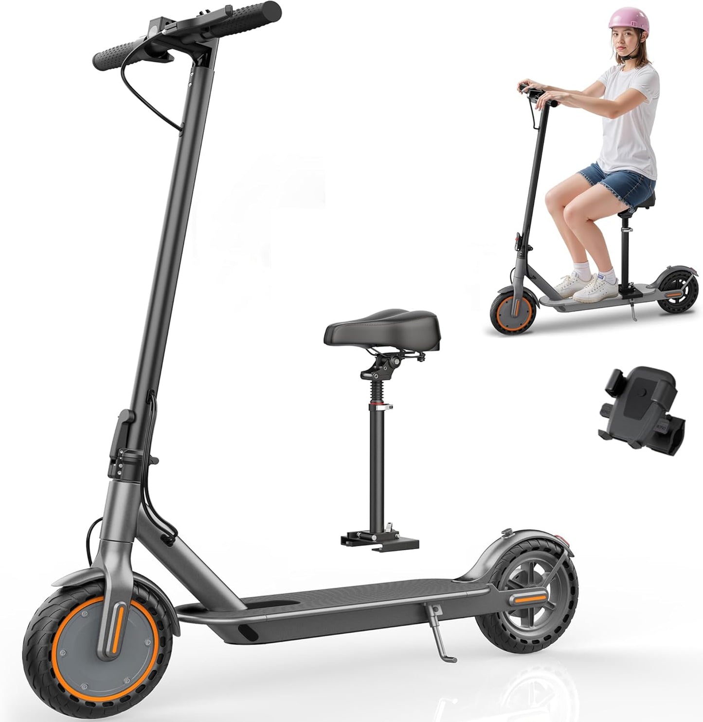 Electric Scooter with Seat - 350W Motor, 19MPH, 21 Mile Range
