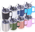 12oz Volhoply Insulated Coffee Mug Set with Flip Lid and Straw