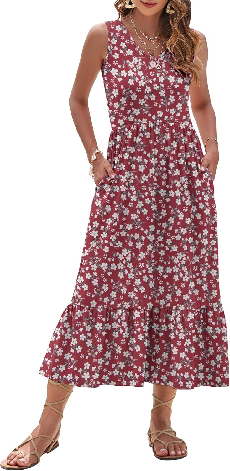 AUSELILY Womens Maxi Dress 2025 Sleeveless Summer Dresses
