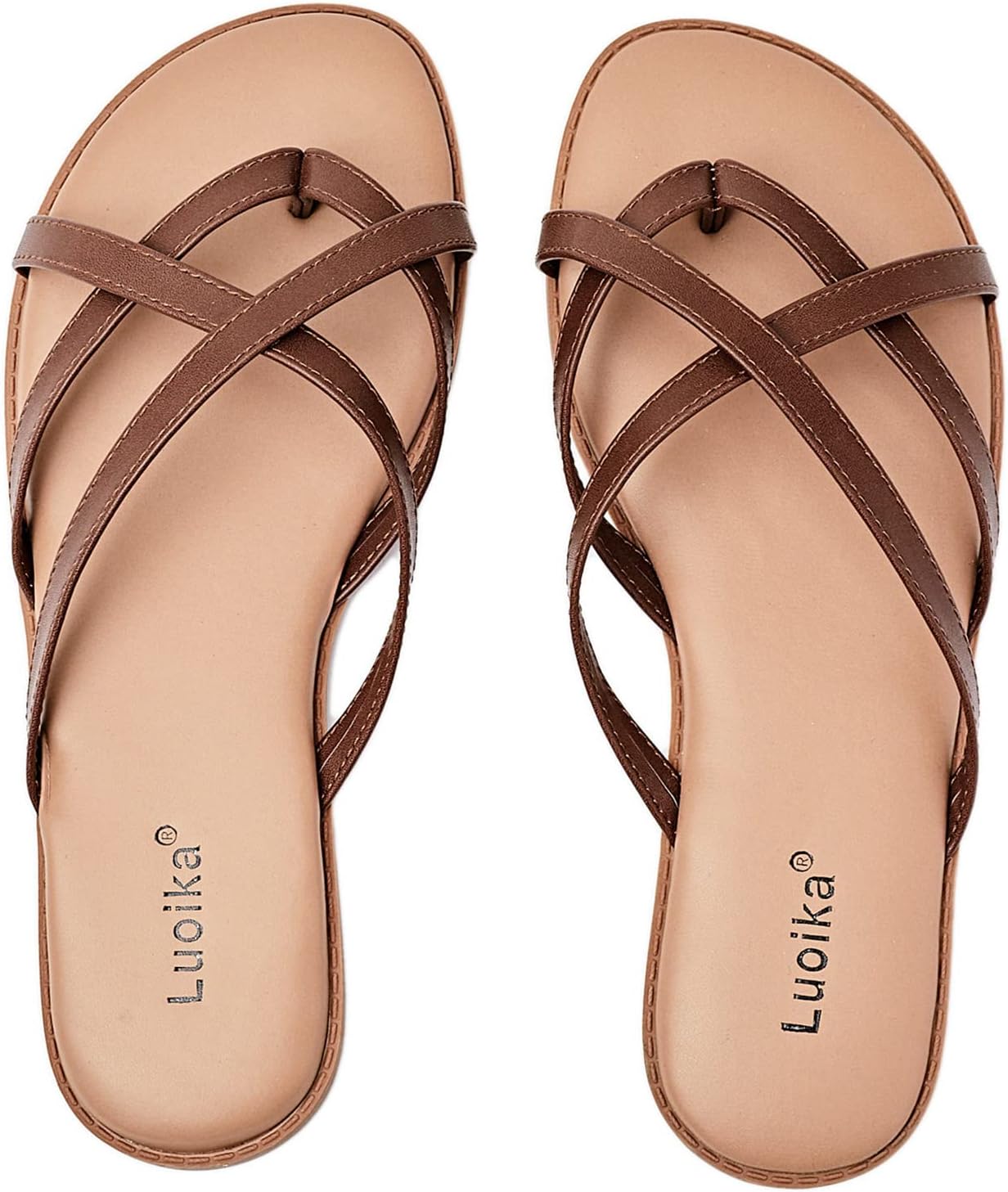 Luoika Women's Wide Width Flat Sandals for Summer Comfort