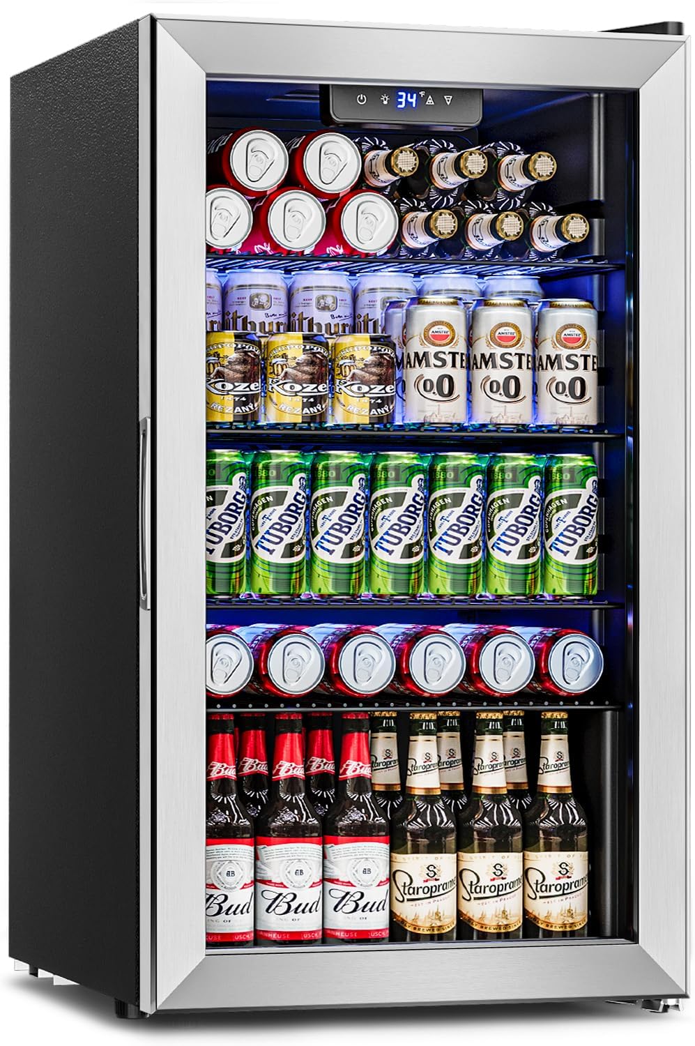 Beverage Refrigerator Cooler - 126 Can Mini Fridge for Drinks