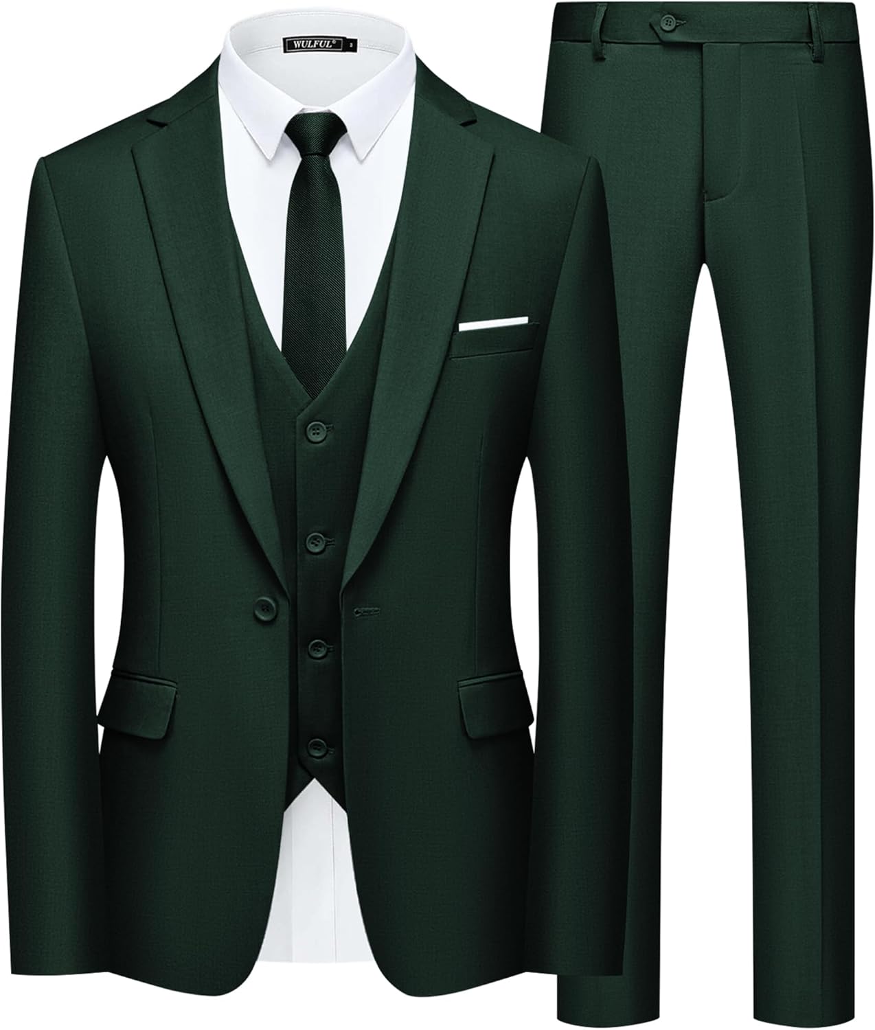 WULFUL Mens Slim Fit Suit for Weddings and Business Events