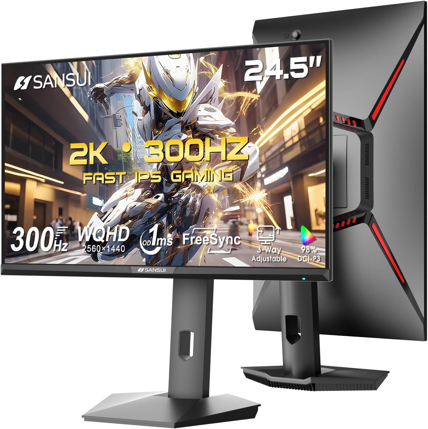SANSUI 24.5 Inch Gaming Monitor with 300Hz Refresh Rate