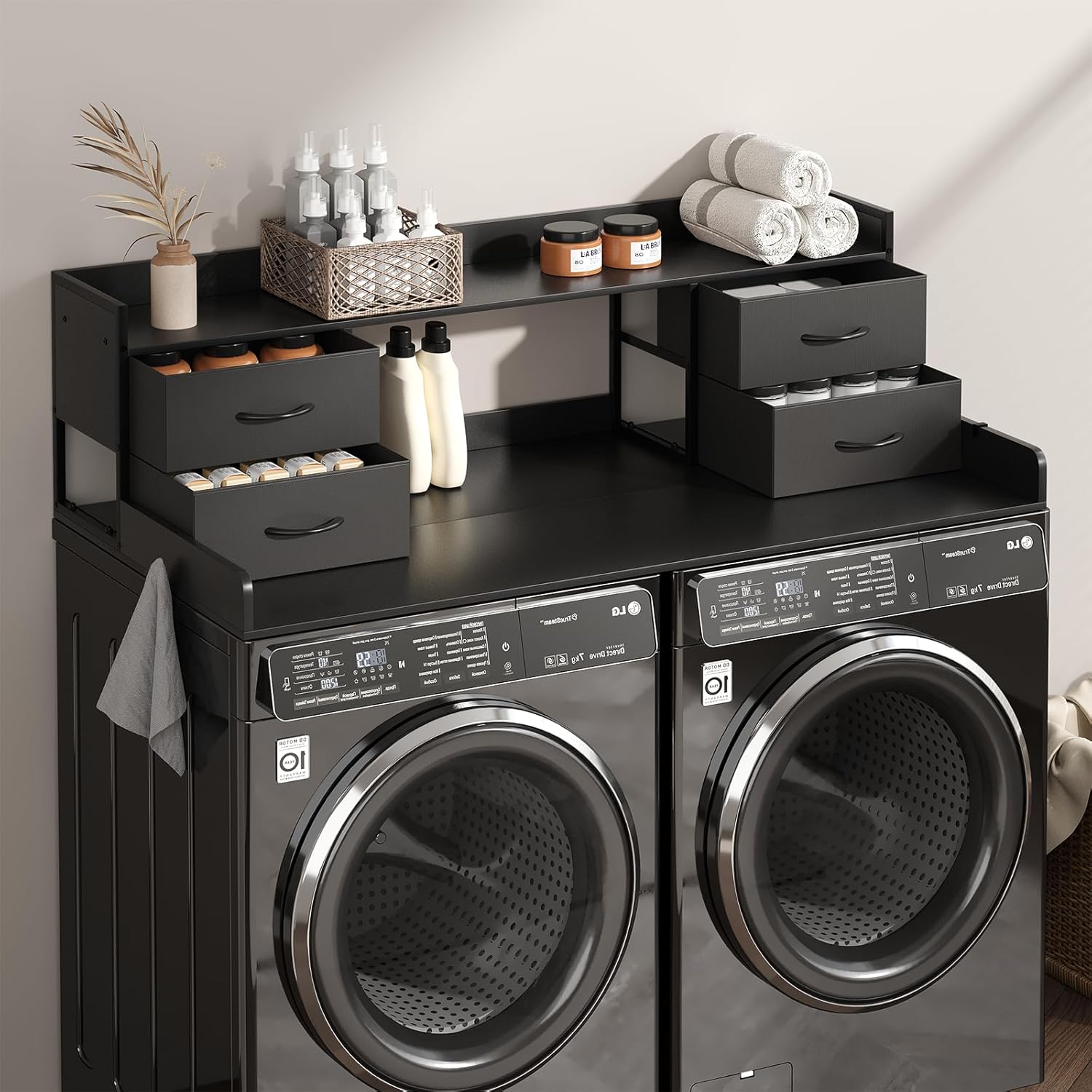4 Drawers Washer Dryer Countertop with Shelf for Laundry