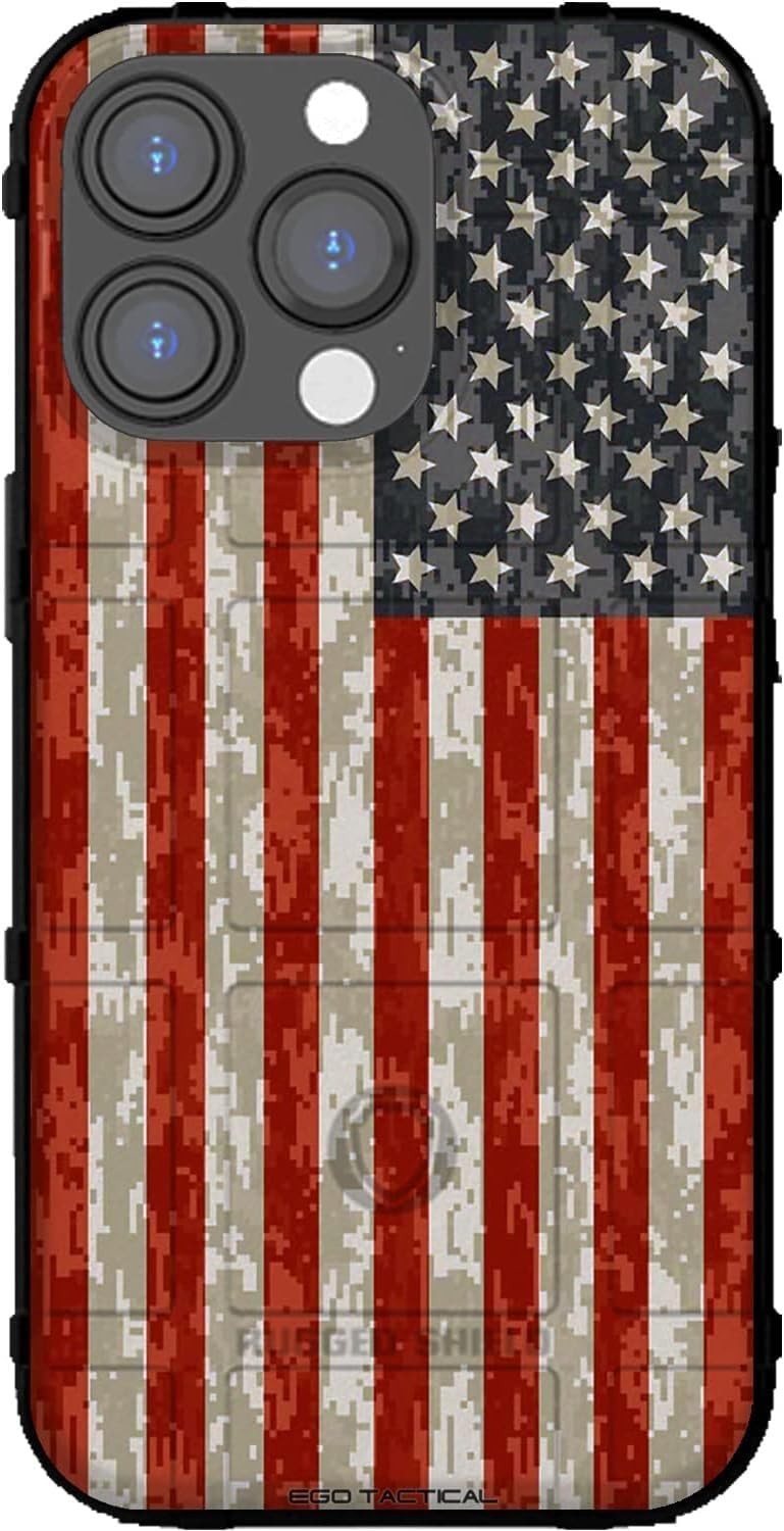 EGO TACTICAL Rugged Shield Case for iPhone 16 Pro Max - USA Flag