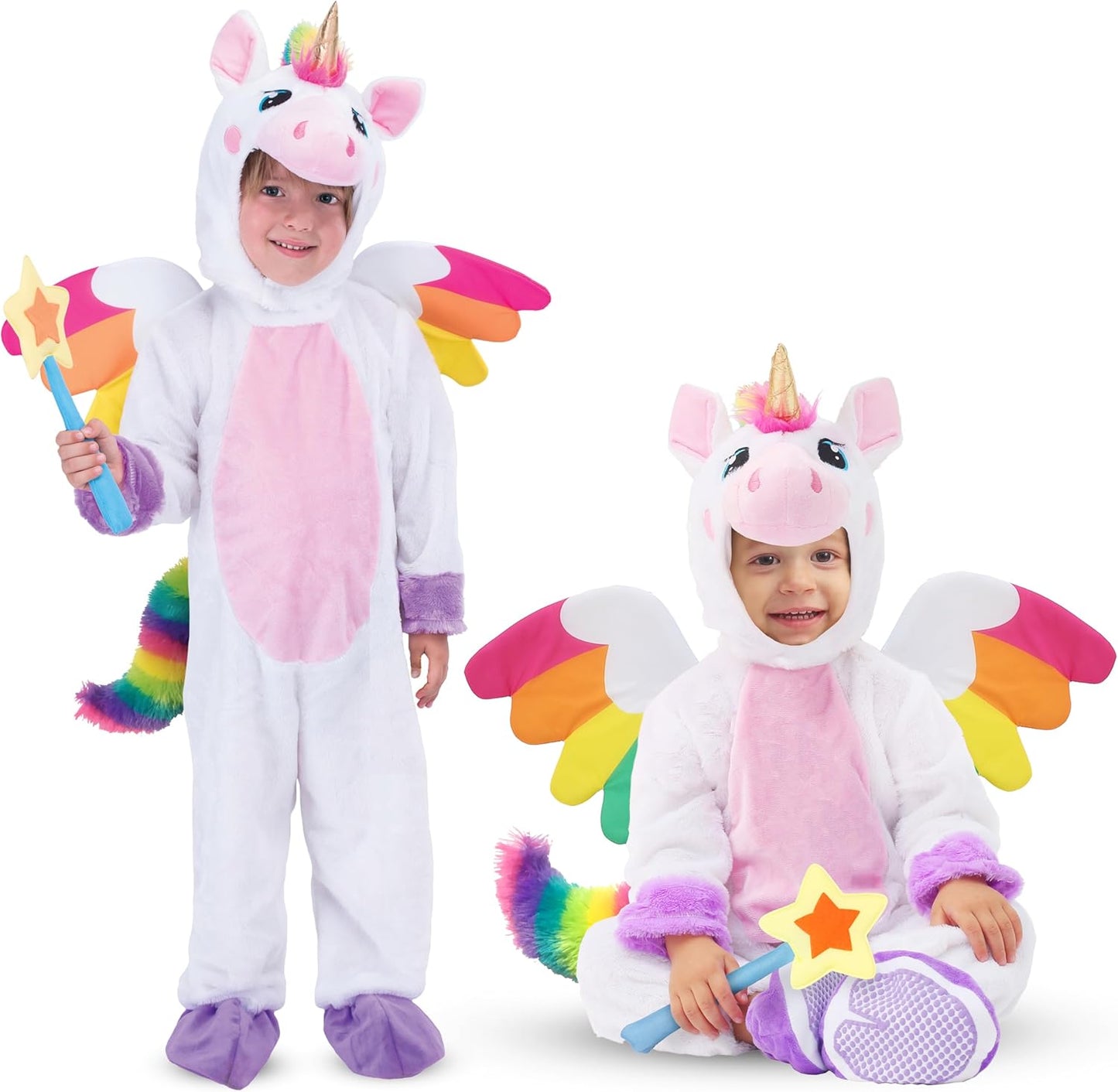 Unicorn Costume for Toddler with Wings and Star Wand Set