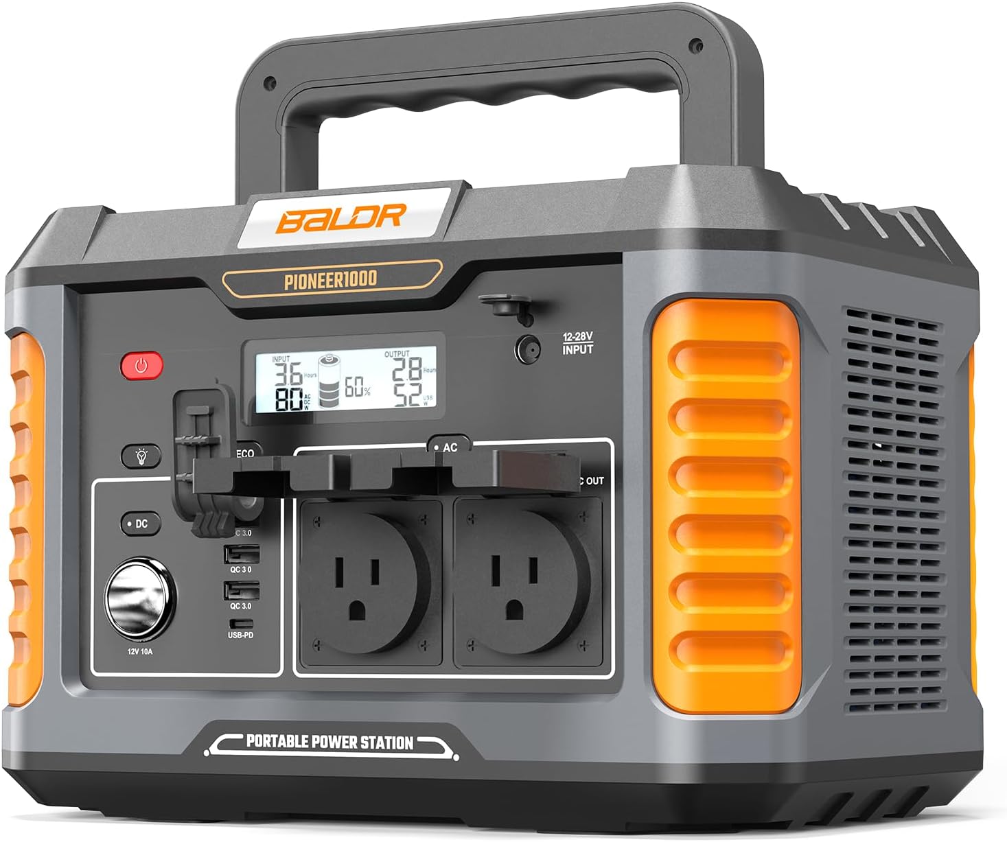 BALDR Portable Power Station: 1000W Output, 808Wh Capacity