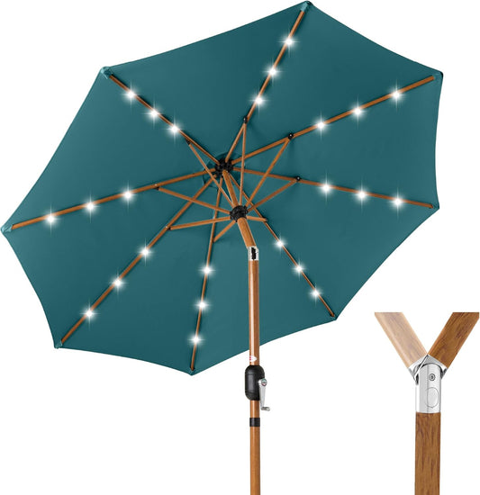 10ft Solar Market Patio Umbrella with LED Lights for Outdoors