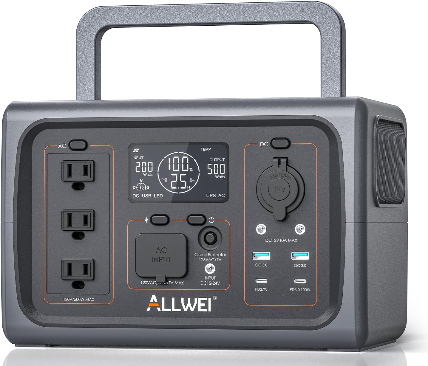 ALLWEI 500W Portable Power Station: Fast Solar Charging!