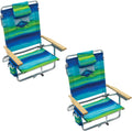 Backpack Beach Chair 2-Pack 5-Position Lay Flat - Portable Cooler