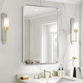 Fabuday Bathroom Wall Mirror Rectangle 36x24 in - Sleek Brushed Silver