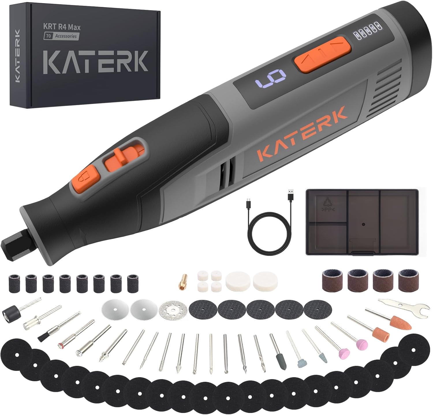 Katerk Cordless Rotary Tool Kit with 70 Accessories for DIY