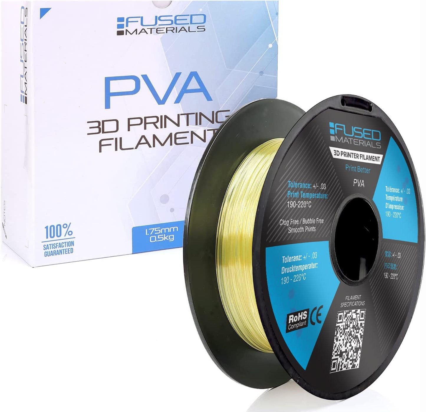 Fused Materials PVA Filament 1.75mm for 3D Printing Support