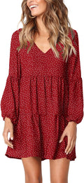 Womens Tunic Dress Long Sleeve V Neck Casual Flowy Shift - Versatile