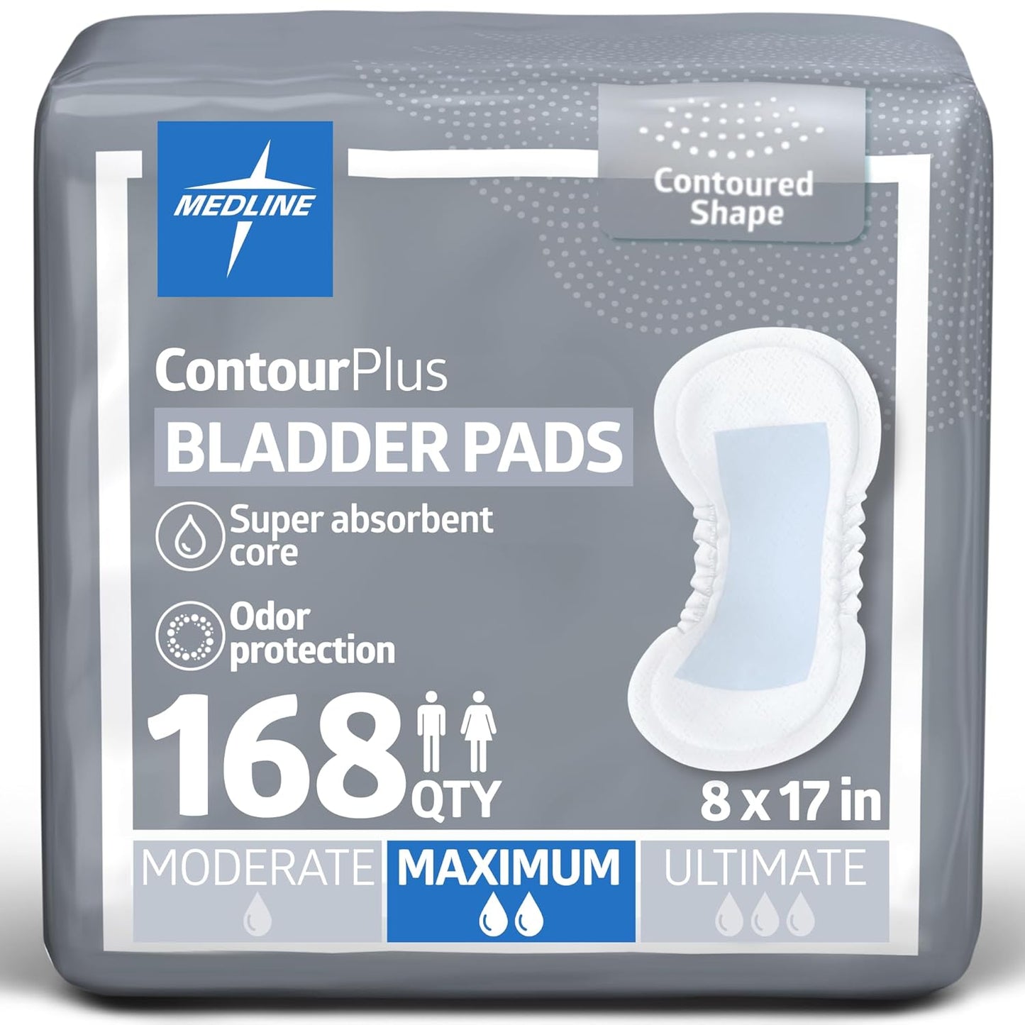 Medline ContourPlus Bladder Control Pads for Maximum Absorbency