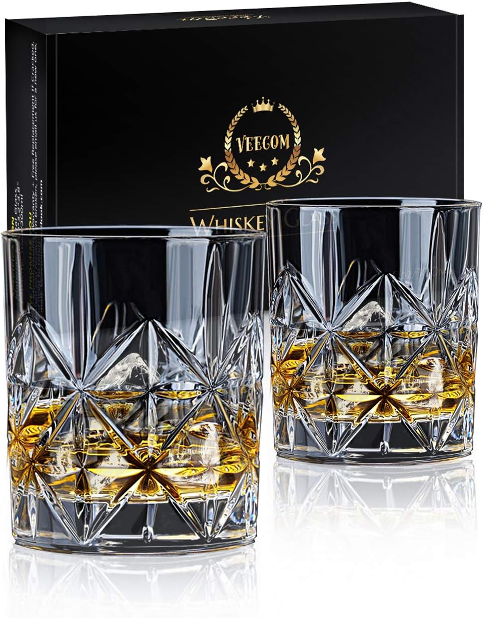 Premium 10oz Crystal Whiskey Glasses - Set of 2