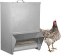 Mounted Metallic Trough Poultry Feeder - No Mess, 50LB Capacity