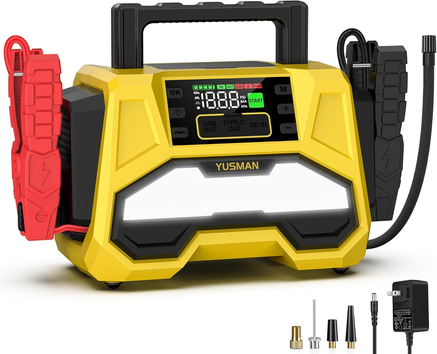 YUSMAN 8000A Jump Starter + Air Compressor: Power & Precision