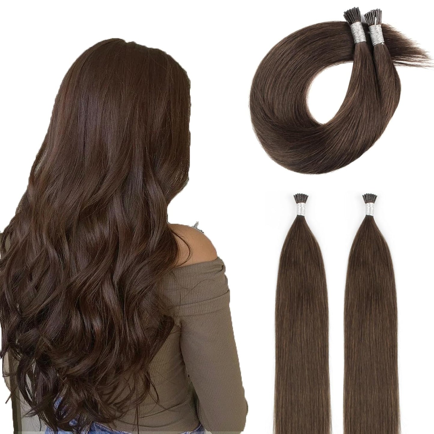 ABH AmazingBeauty Silky Straight I-Tip Hair Extensions 16 Inch
