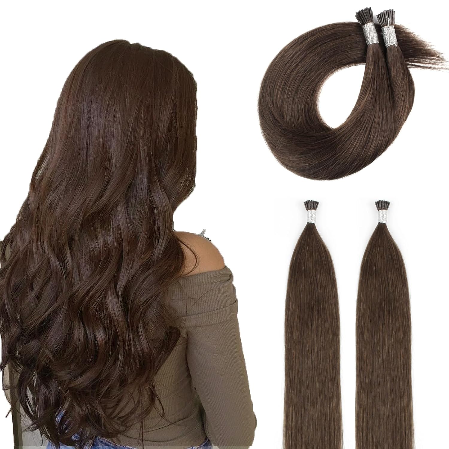 ABH AmazingBeauty Silky Straight I-Tip Hair Extensions 16 Inch