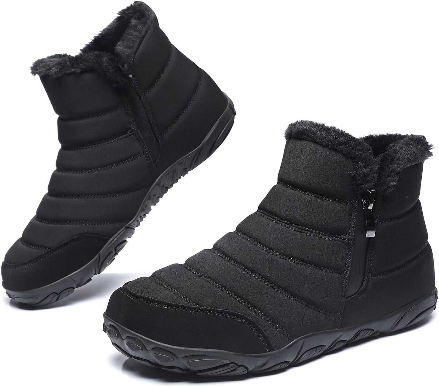 Mens Womens Winter Snow Boots with Wide Toe Box and Fur Lining