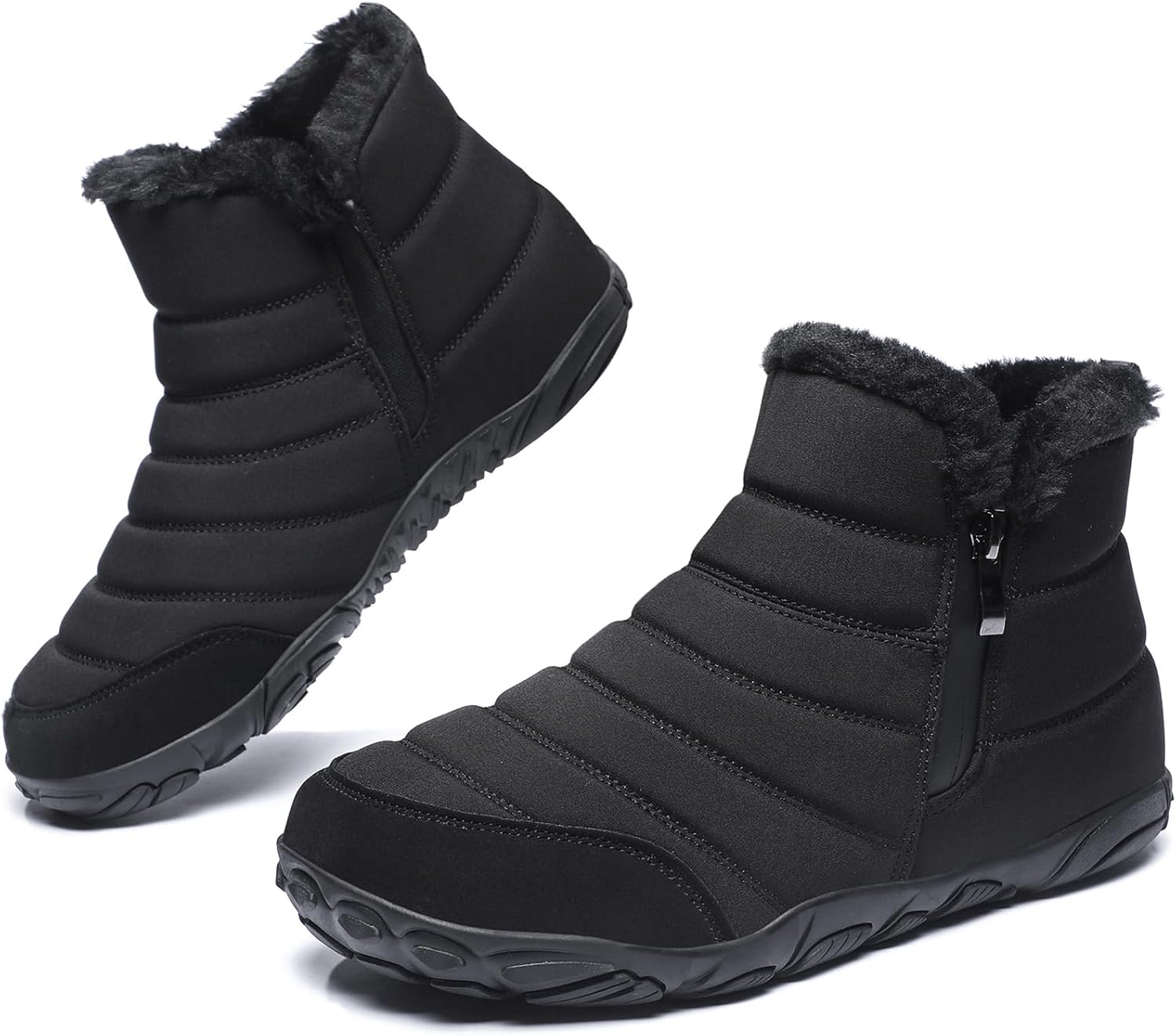 Mens Womens Winter Snow Boots with Wide Toe Box and Fur Lining