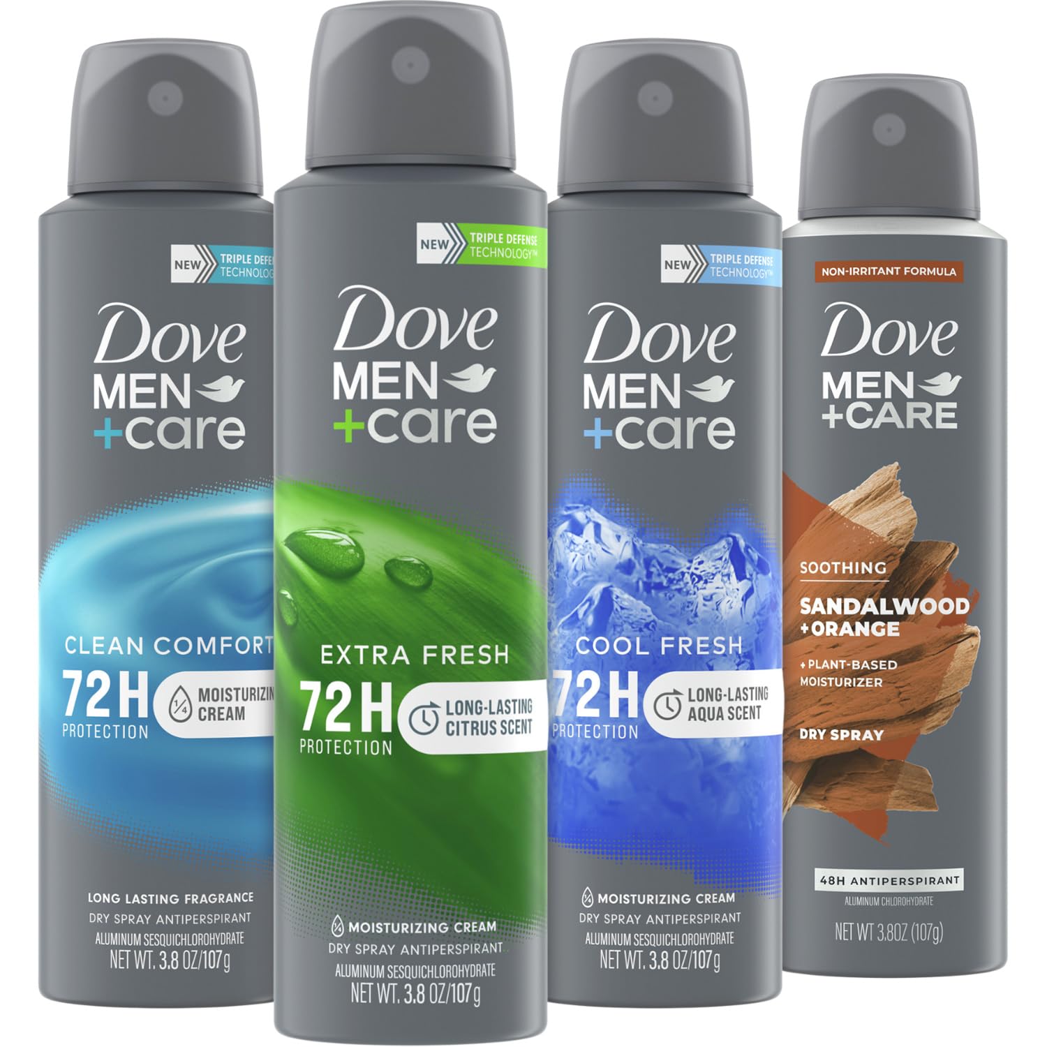 Dove Men+Care Dry Spray Antiperspirant Variety 4-Pack for Men