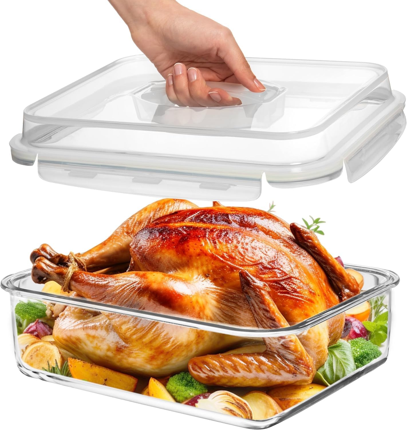 Large 4800 ML Glass Food Storage Container with Airtight Lid